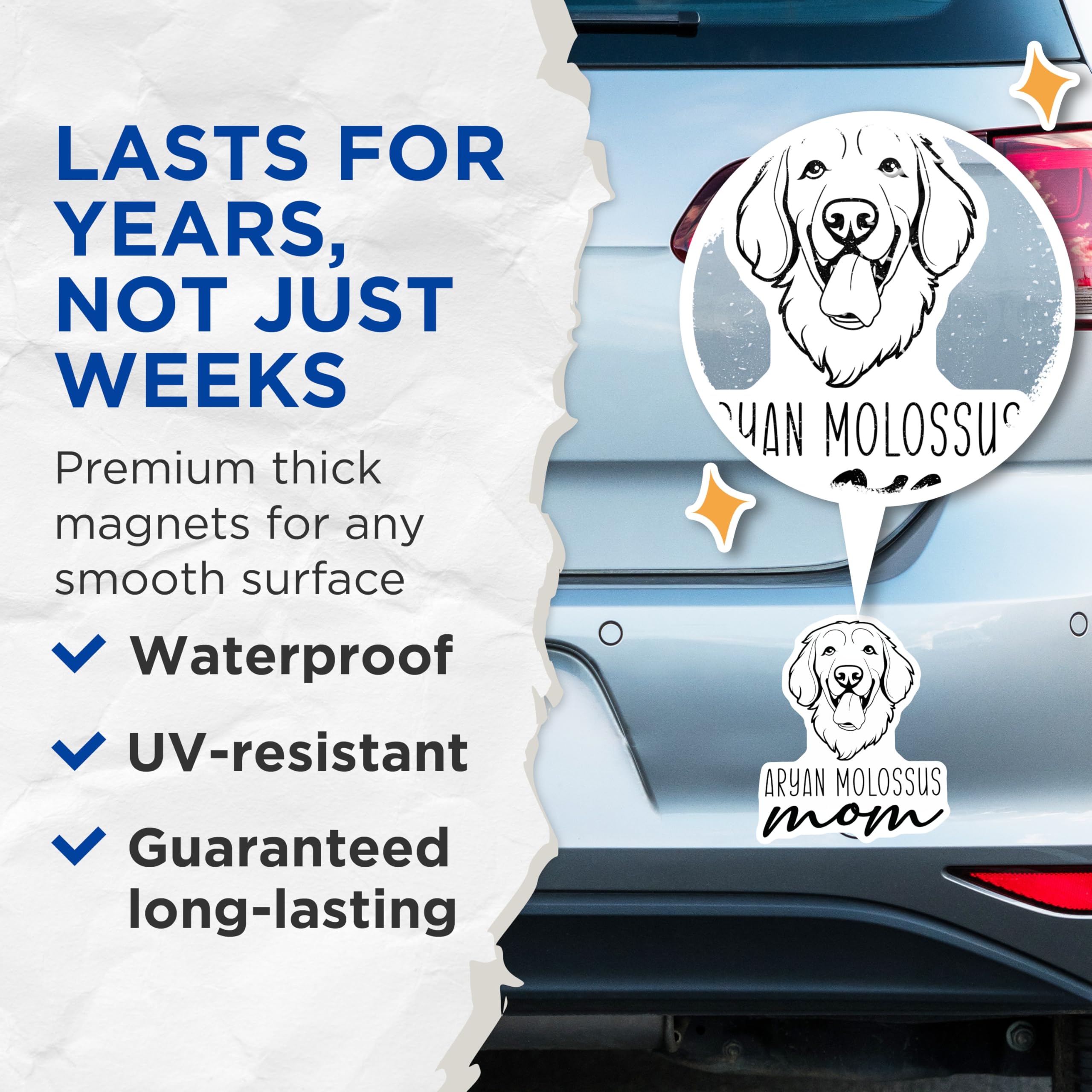 (2 Pack) Molosser Mom Magnets - Dog Lover Fridge Decor - Pet Owner Kitchen Accessory - 5 Inches On Longest Side - Thick Durable Magnet - Made in USA - MAG27013