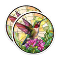 (2 Pack) Hummingbird Stained Glass Magnets - Nature Art Fridge Magnets - Vibrant Bird Lover Decor - 5 Inches On Longest Side - Thick Durable Magnet - Made in USA - MAG30859