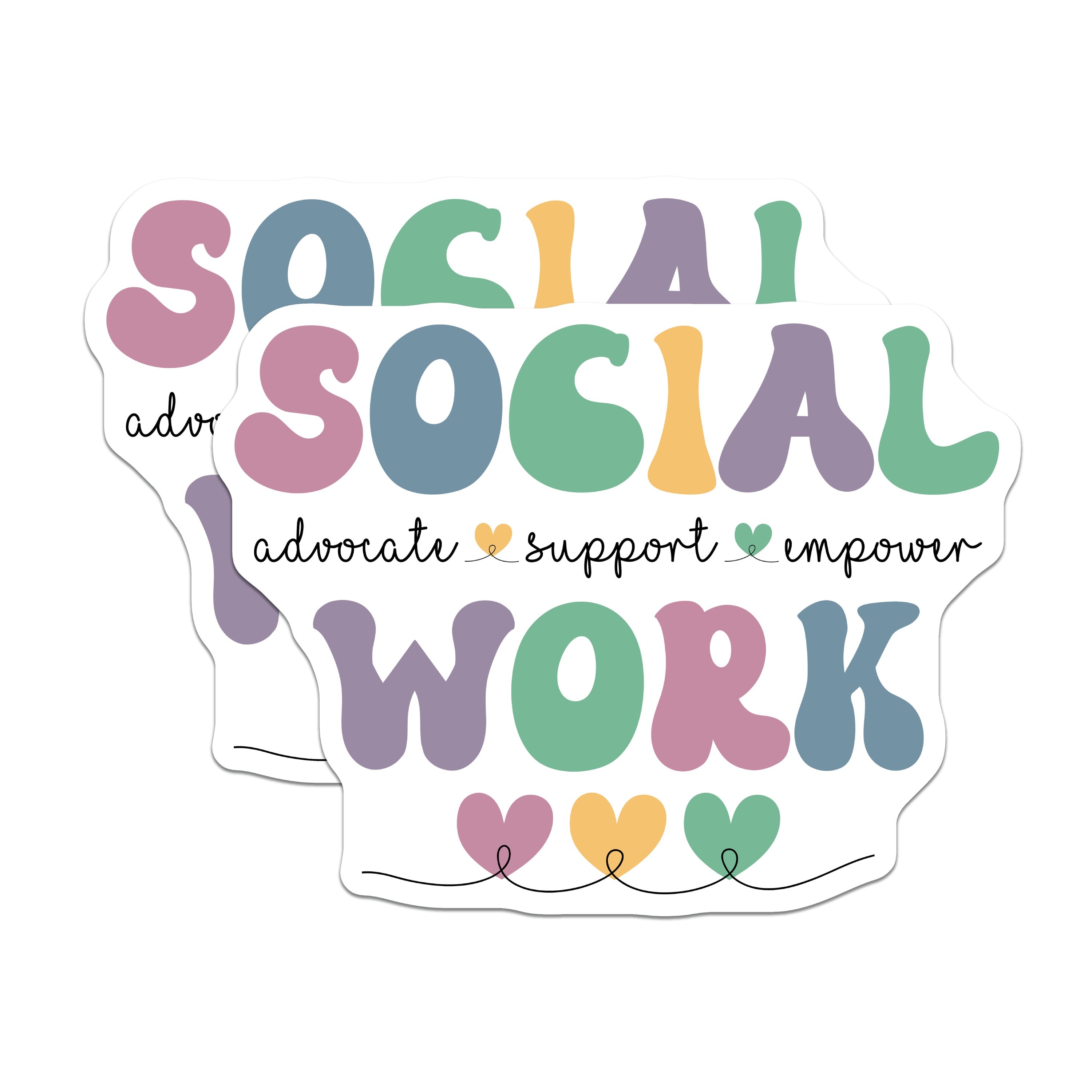 (2 Pack) Social Worker Magnets - Advocate Support Empower - Social Work Appreciation - Refrigerator Locker Decor - 5 Inches On Longest Side - Thick Durable Magnet - Made in USA - MAG37965