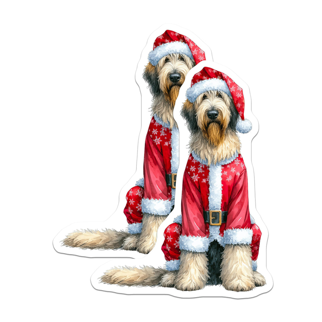 (2 Pack) Christmas Dog Magnets - Santa Pet Holiday Decor - Cute Animal Refrigerator Art - Festive Winter Home Accents - 5 Inches On Longest Side - Thick Durable Magnet - Made in USA - MAG25561