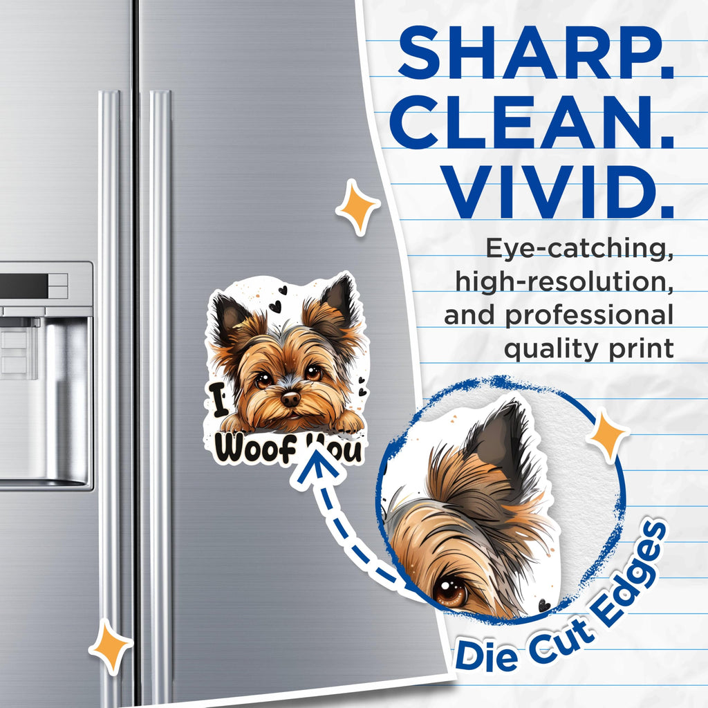 (2 Packs) I Woof You Cute Yorkie Magnets - Yorkie Pet Mom Dad Yorkshire Terrier Magnets - 5 Inches On Longest Side - Premium Magnet - for Fridges, Toolboxes, Cars - Made in USA - MAG2348