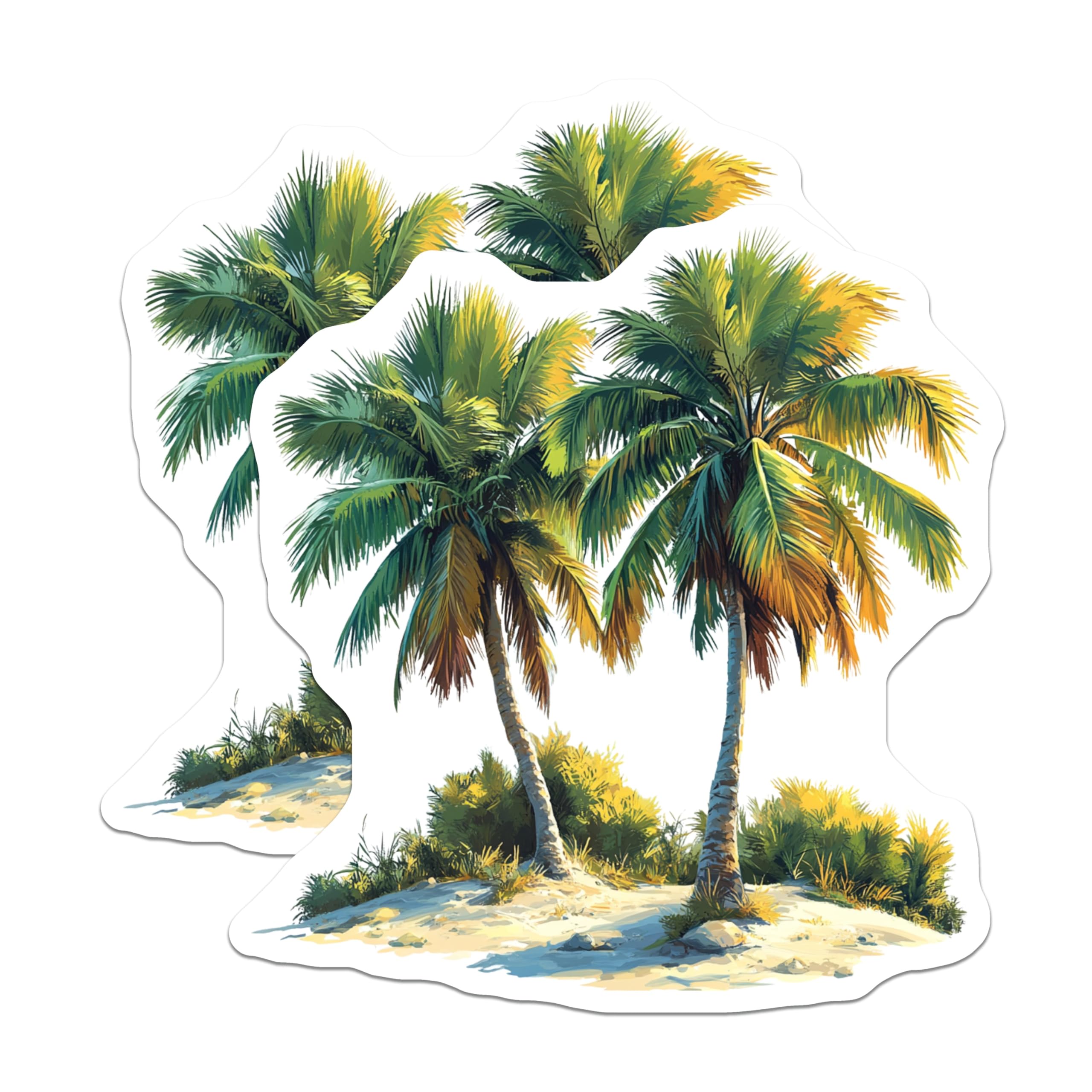 (2 Pack) Palm Tree Magnets - Tropical Beach Decor - Island Life Souvenirs - 5 Inches On Longest Side - Thick Durable Magnet - Made in USA - MAG28704
