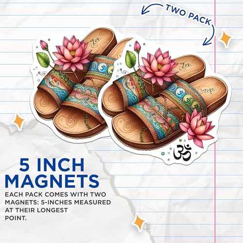(2 Pack) Zen Steps Magnets Magnets - Floral Zen Art - 5" On Longest Side - Made in USA - Sticks to Refrigerators & Metal Surfaces - MAG8879