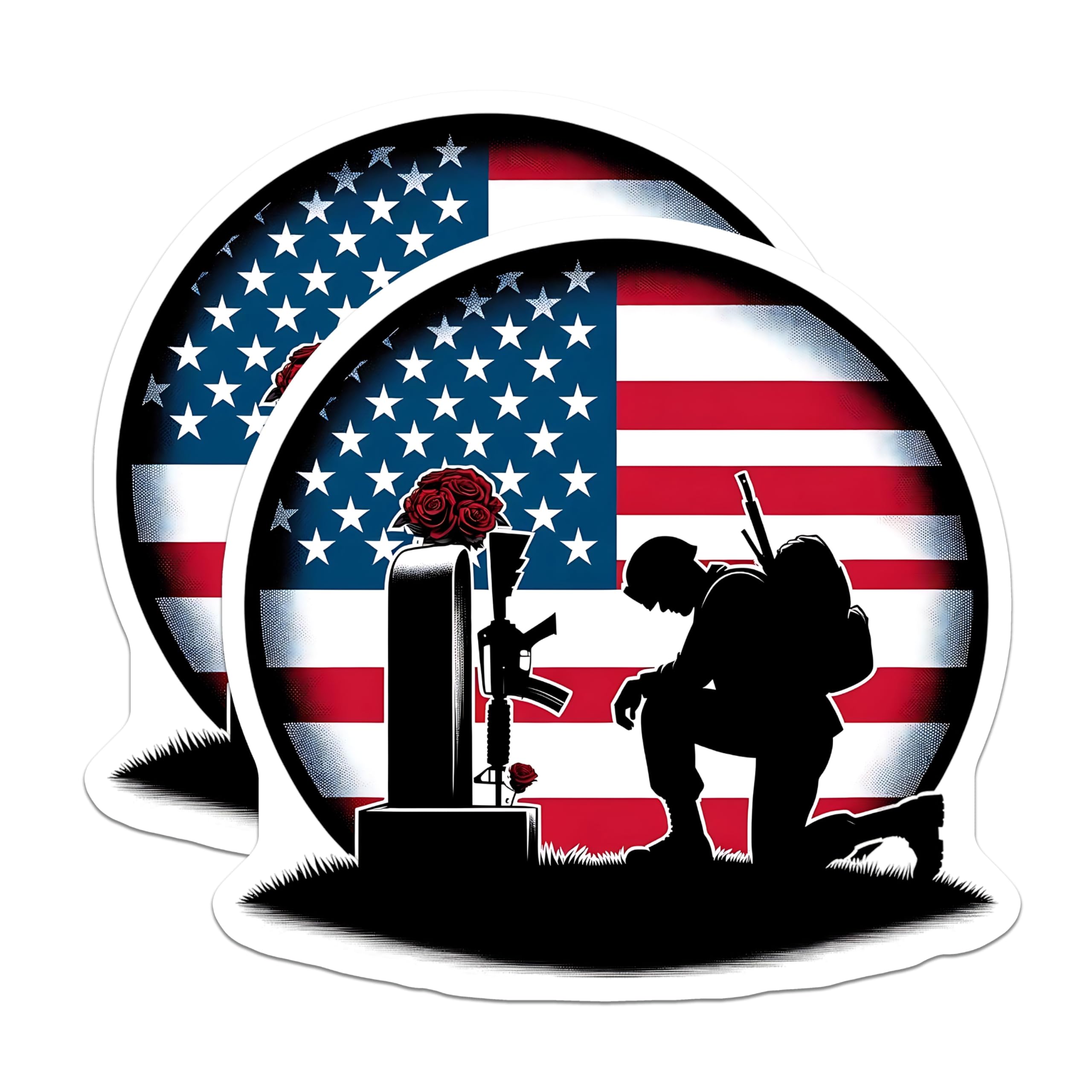 (2 Pack) Fallen Soldier Magnets - American Flag - Military Memorials - 5" On Longest Side - Premium Magnet - for Cars, Refrigerators, Toolboxes, Lockers - Made in USA - MAG14908