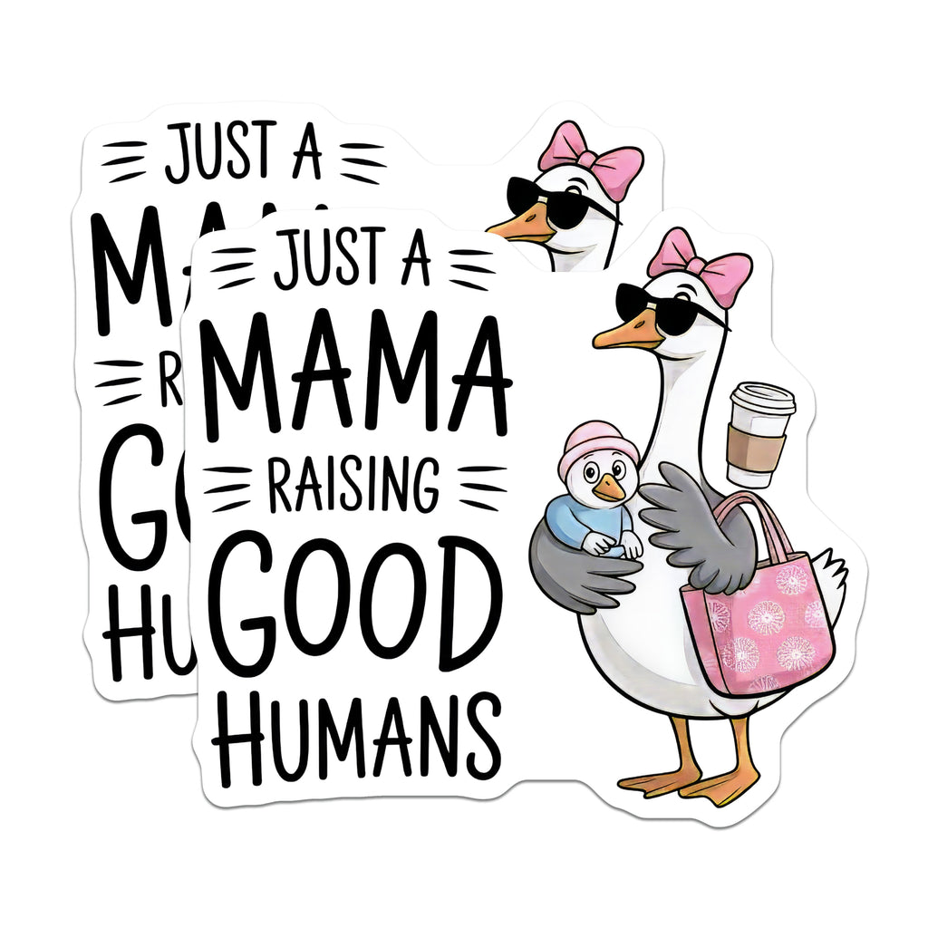 (2 Pack) Mama Raising Good Humans Magnets - Funny Mom Life Goose - Coffee Lover Parent Decor - Mother's Day Idea for Her - 5 Inches On Longest Side - Thick Durable Magnet - Made in USA - MAG36765