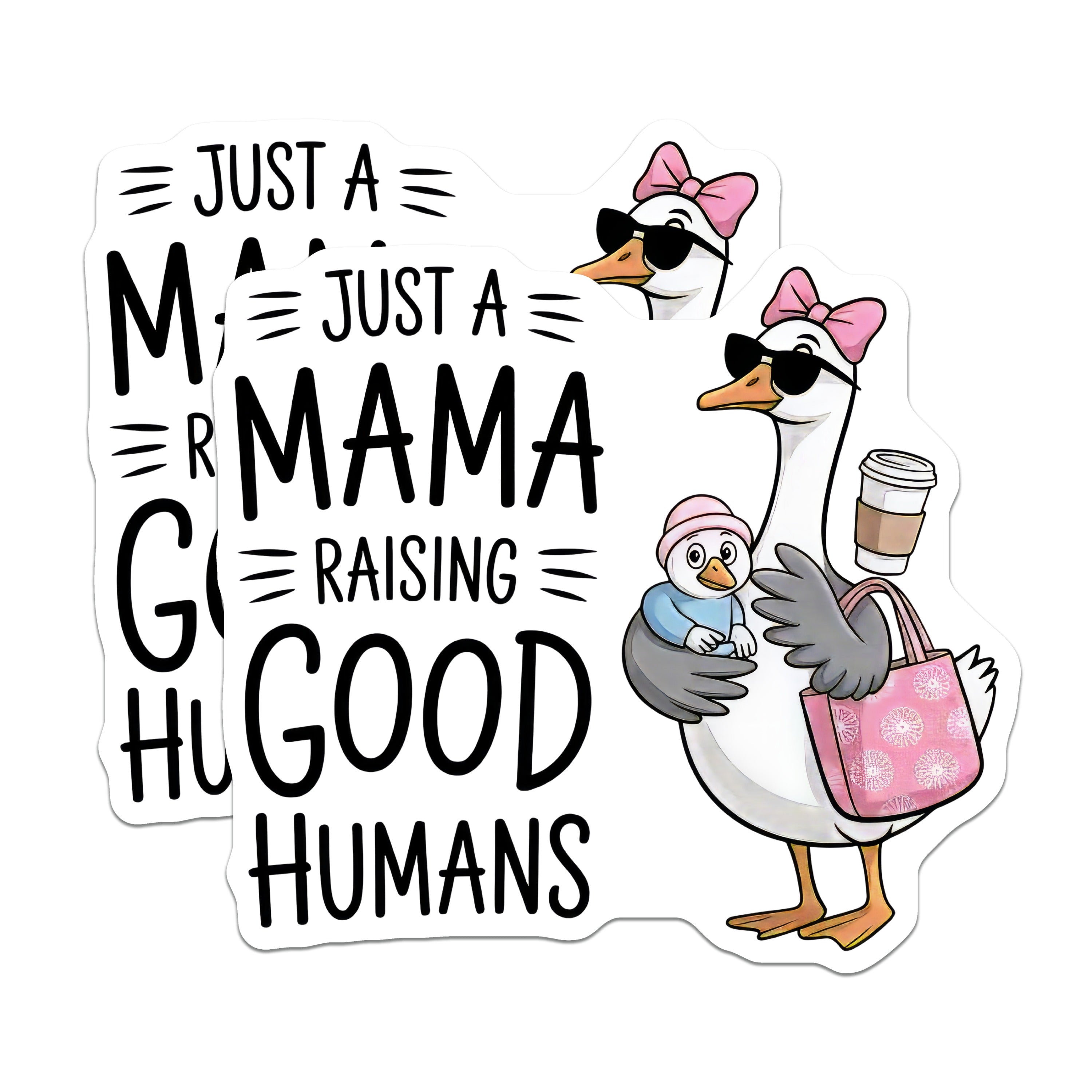 (2 Pack) Mama Raising Good Humans Magnets - Funny Mom Life Goose - Coffee Lover Parent Decor - Mother's Day Idea for Her - 5 Inches On Longest Side - Thick Durable Magnet - Made in USA - MAG36765