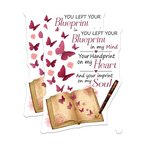(2 Pack) You Left Your Blueprint Stickers - Inspirational Butterfly Stickers - Motivation Quote Sticker - 5" On Longest Side - Sticks to Smooth Flat Surfaces - Made in USA - BMCS6126