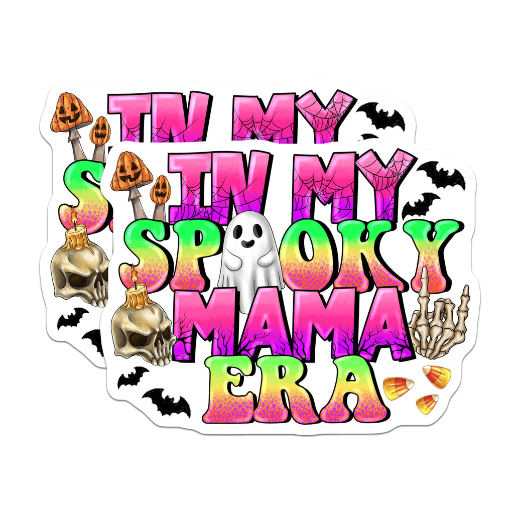 (2 Pack) Spooky Mama Era Magnets - Halloween Mom Accessories - Cute Ghost Refrigerator Decor - 5 Inches On Longest Side - Thick Durable Magnet - Made in USA - MAG30255