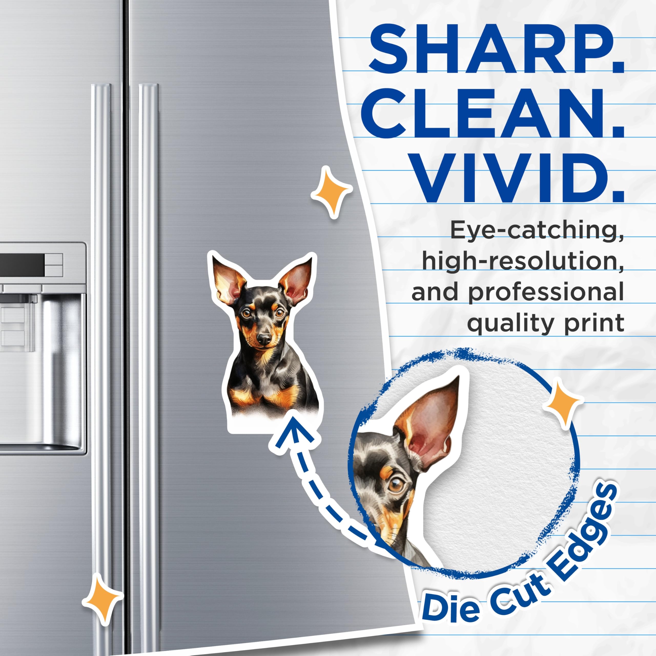 (2 Pack) Miniature Pinscher Magnets - Watercolor Dog Art - Pet Lover Decor - 5 Inches On Longest Side - Thick Durable Magnet - Made in USA - MAG27116