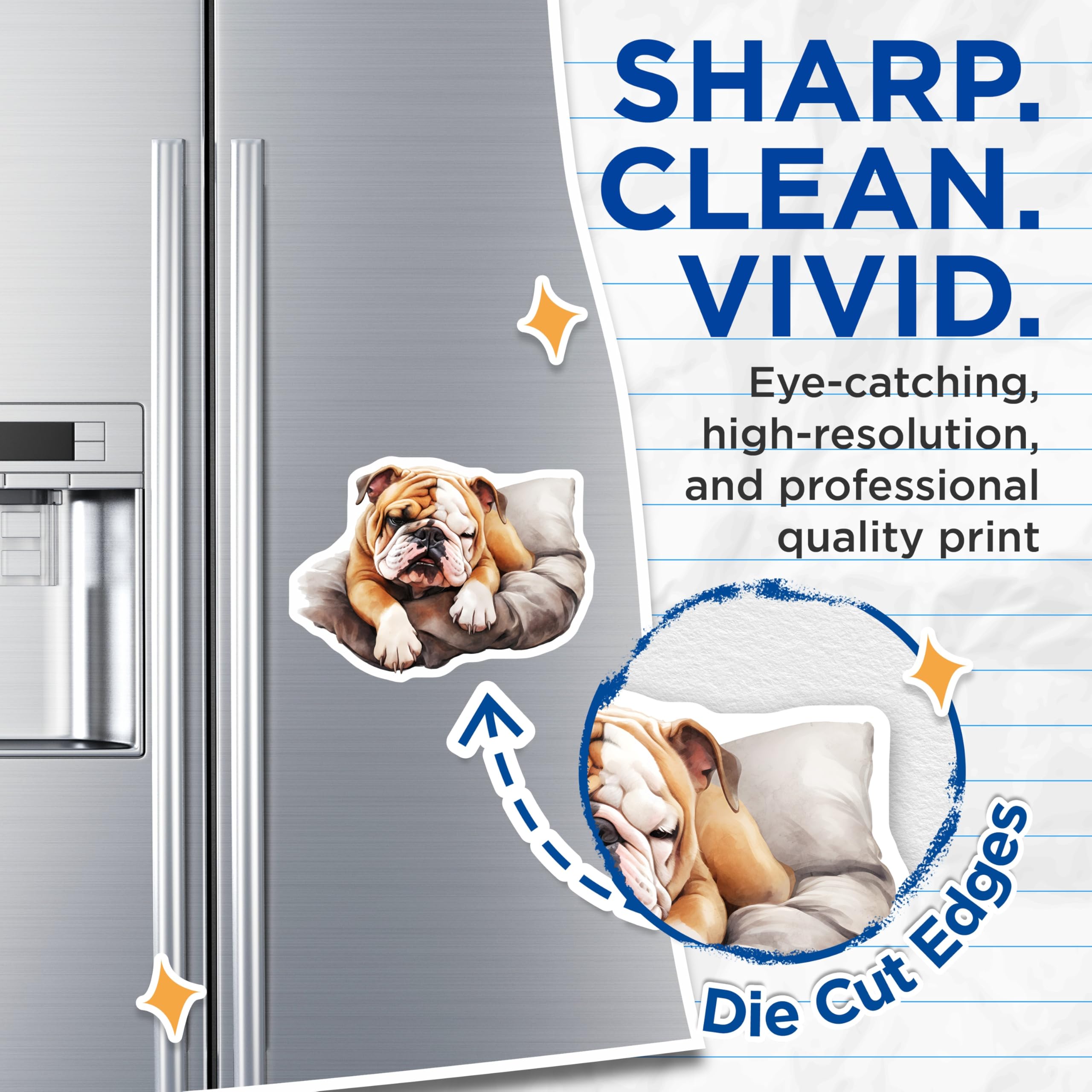 (2 Pack) Bulldog Magnets - Resting Dog Breed - Home Decor Fridge Magnets - 5" On Longest Side - Premium Magnet - for Cars, Refrigerators, Toolboxes, Lockers - Made in USA - MAG16503