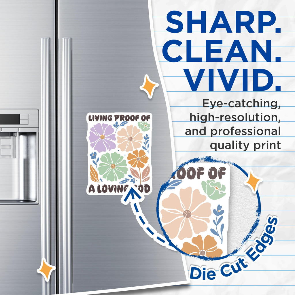 (2 Pack) Living Proof Magnets - Loving God Decor - Floral Faith Magnets - 5" On Longest Side - Premium Magnet - for Cars, Refrigerators, Toolboxes, Lockers - Made in USA - MAG16780