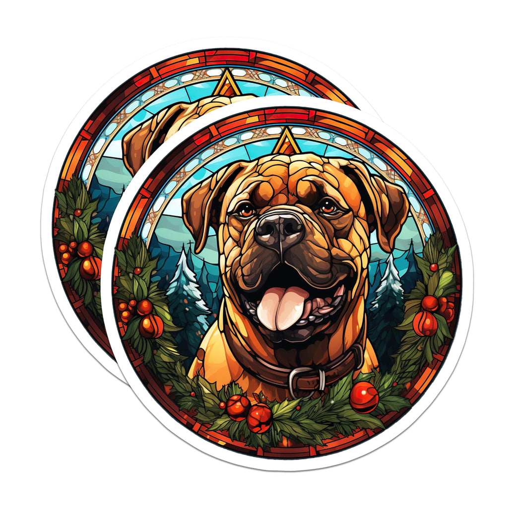 (2 Pack) Stained Glass Dog Magnets - Christmas Pet Fridge Decor - Winter Holiday Accent - 5 Inches On Longest Side - Thick Durable Magnet - Made in USA - MAG29895