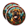 (2 Pack) Stained Glass Dog Magnets - Christmas Pet Fridge Decor - Winter Holiday Accent - 5 Inches On Longest Side - Thick Durable Magnet - Made in USA - MAG29895