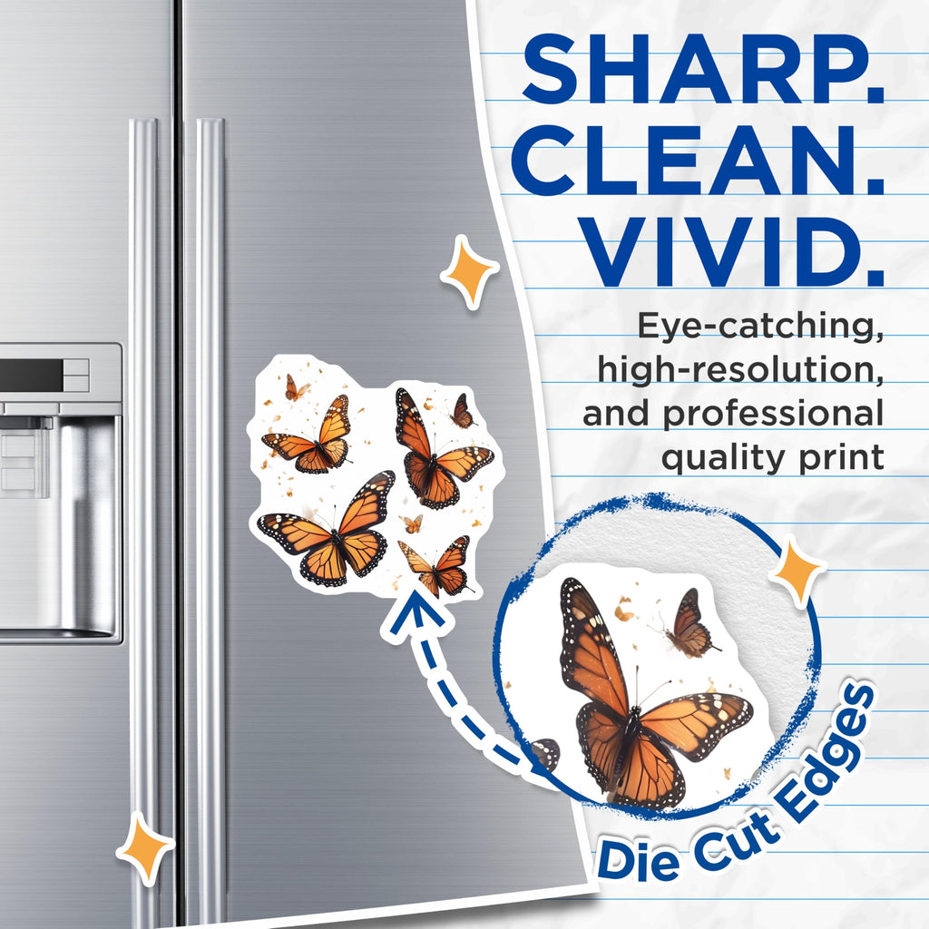 (2 Pack) Butterfly Magnets - Monarch Butterfly Decor - Fridge Magnets - 5" On Longest Side - Premium Magnet - for Cars, Refrigerators, Toolboxes, Lockers - Made in USA - MAG15085
