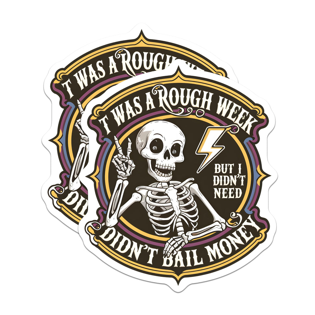(2 Pack) Rough Week Magnets - Funny Skeleton Design - Humorous - 5" On Longest Side - for Cars, Fridges, Toolboxes - Made in USA - MAG4380
