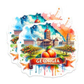 (2 Pack) Georgia State Pride Stickers - Georgia Watercolor Art - Peach State Decal - 5" On Longest Side - Sticks to Smooth Flat Surfaces - Made in USA - BMCS6835