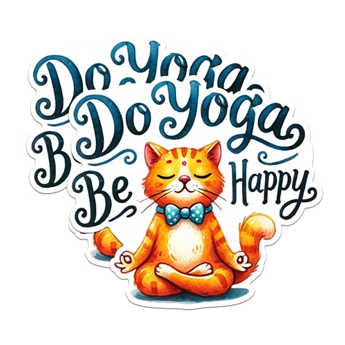 (2 Packs) Do Yoga Be Happy Cat Meditating Magnets - Meditation Cat Magnets - 5 Inches On Longest Side - Premium Magnet - for Fridges, Toolboxes, Cars - Made in USA - MAG2430