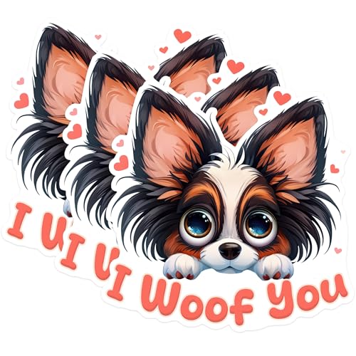 (3 Pack) I Woof You Decals - Cute Dog - Laptop Decal - 3 Inches On Longest Side - Easy Peel & Apply - Made in USA - 3MCS1403