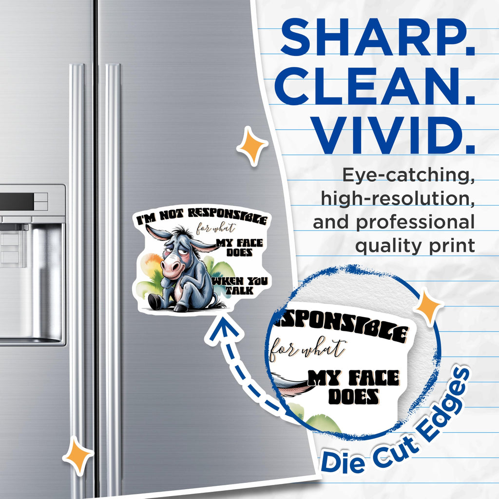 (2 Pack) Donkey Sayings Magnets - Sarcastic Humor - Funny Talking Face Refrigerator Magnets - 5" On Longest Side - Premium Magnet - for Cars, Refrigerators, Toolboxes, Lockers - Made in USA - MAG15105