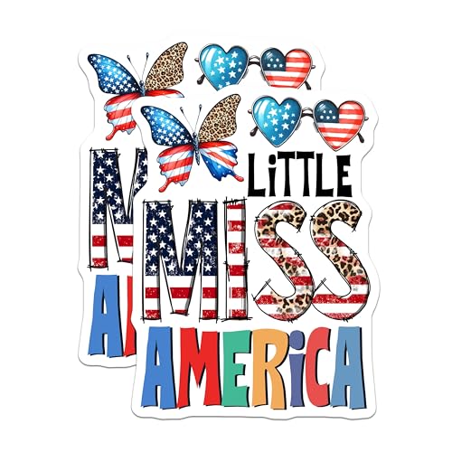 (2 Pack) Little Miss America Magnets - American Flag Decals - 5" On Longest Side - for Cars, Fridges, Toolboxes - Made in USA - MAG7443