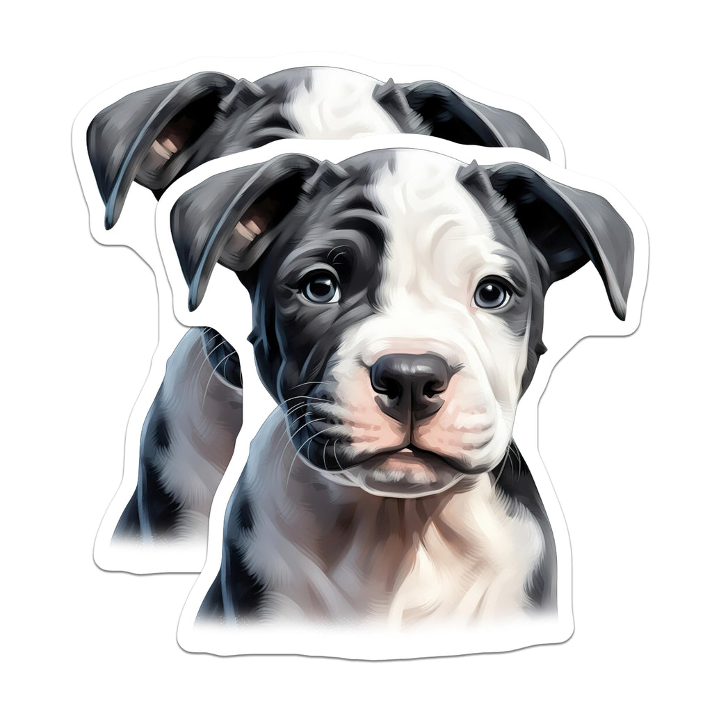 (2 Pack) Pitbull Puppy Magnets - Dog Lover Pet Portrait - Animal Fridge Decor - Pet Parent Kitchen Accent - 5 Inches On Longest Side - Thick Durable Magnet - Made in USA - MAG28120