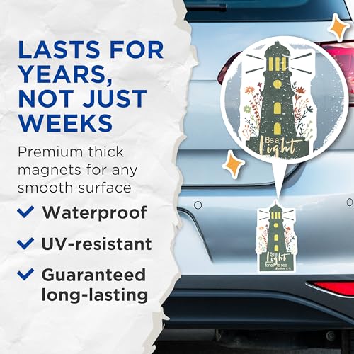 (2 Pack) Lighthouse Quote Magnets - Inspirational Home - Bible Verse Magnets - 5" On Longest Side - for Cars, Fridges, Toolboxes - Made in USA - MAG4160