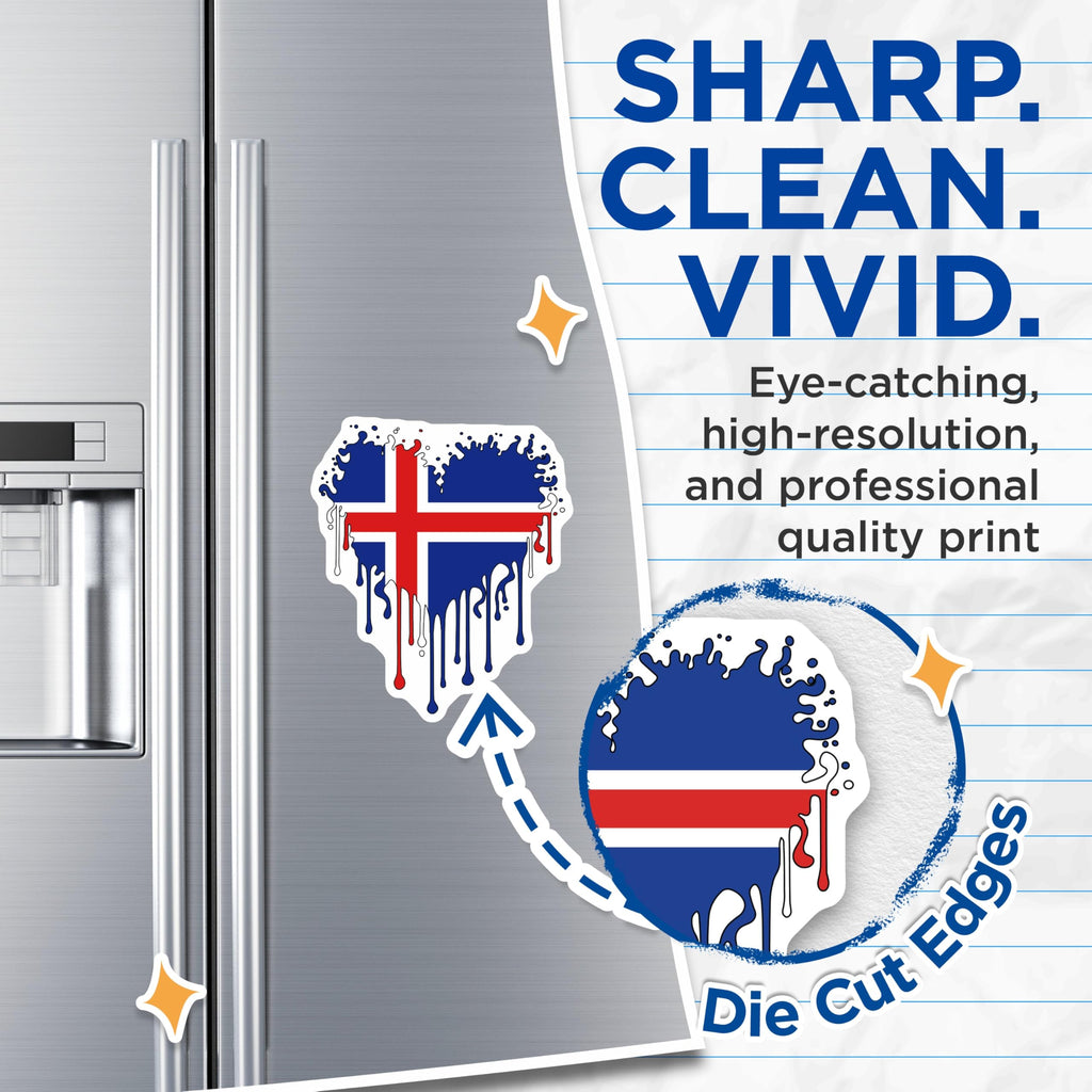 (2 Pack) Iceland Flag Magnets - Dripping Icelandic Souvenir - Country Pride Fridge Decor - 5" On Longest Side - Premium Magnet - for Cars, Refrigerators, Toolboxes, Lockers - Made in USA - MAG18264