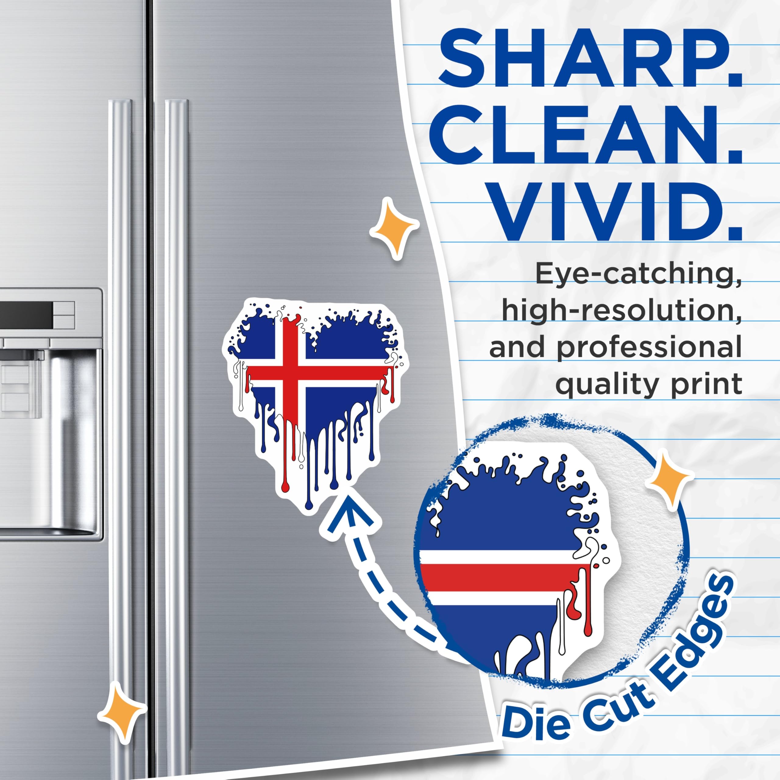 (2 Pack) Iceland Flag Magnets - Dripping Icelandic Souvenir - Country Pride Fridge Decor - 5" On Longest Side - Premium Magnet - for Cars, Refrigerators, Toolboxes, Lockers - Made in USA - MAG18264