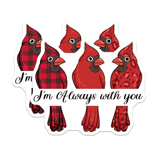 (2 Pack) I'm Always with You Stickers - Cardinal Bird Stickers - Cute Animal Sticker Pack - 5" On Longest Side - Sticks to Smooth Flat Surfaces - Made in USA - BMCS6120