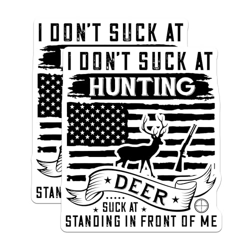 (2 Pack) Hunting Magnets - I Don't Suck at Hunting - Deer Standing in Front of Me - USA Flag Magnet - 5" On Longest Side - for Cars, Fridges, Toolboxes - Made in USA - MAG4093