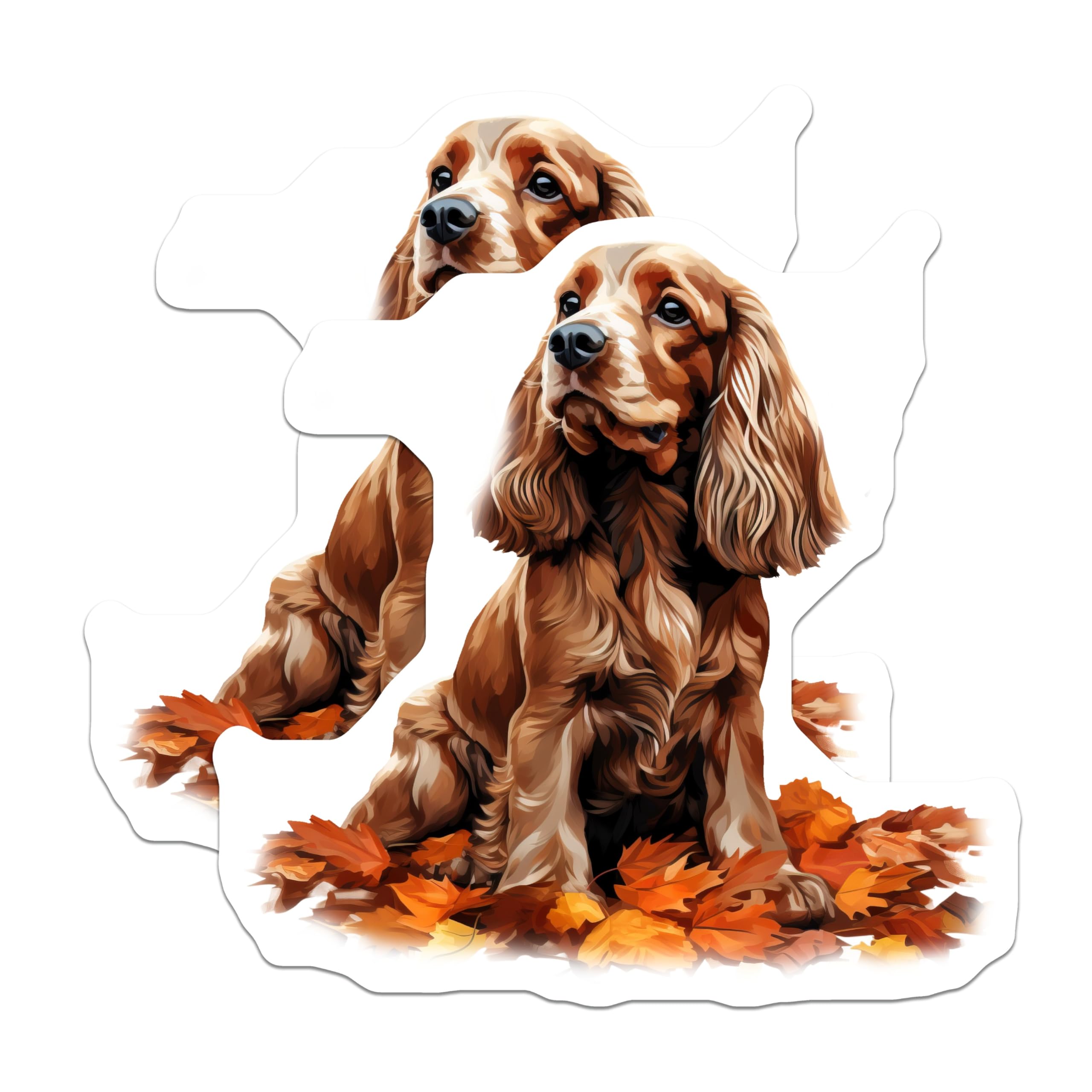 (2 Pack) Cocker Spaniel Magnets - Autumn Leaves Decor - Dog Lover Refrigerator Art - 5 Inches On Longest Side - Thick Durable Magnet - Made in USA - MAG24932