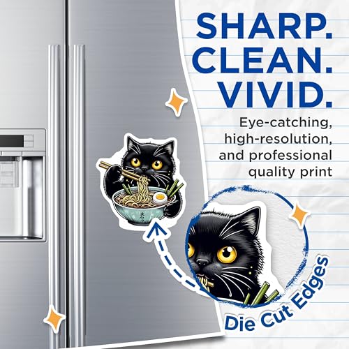 (2 Pack) Cute Black Cat Magnet - Adorable Kitchen Decor - Kawaii Cat - 5" On Longest Side - Sticks to Smooth Flat Surfaces - Made in USA - MAG10261