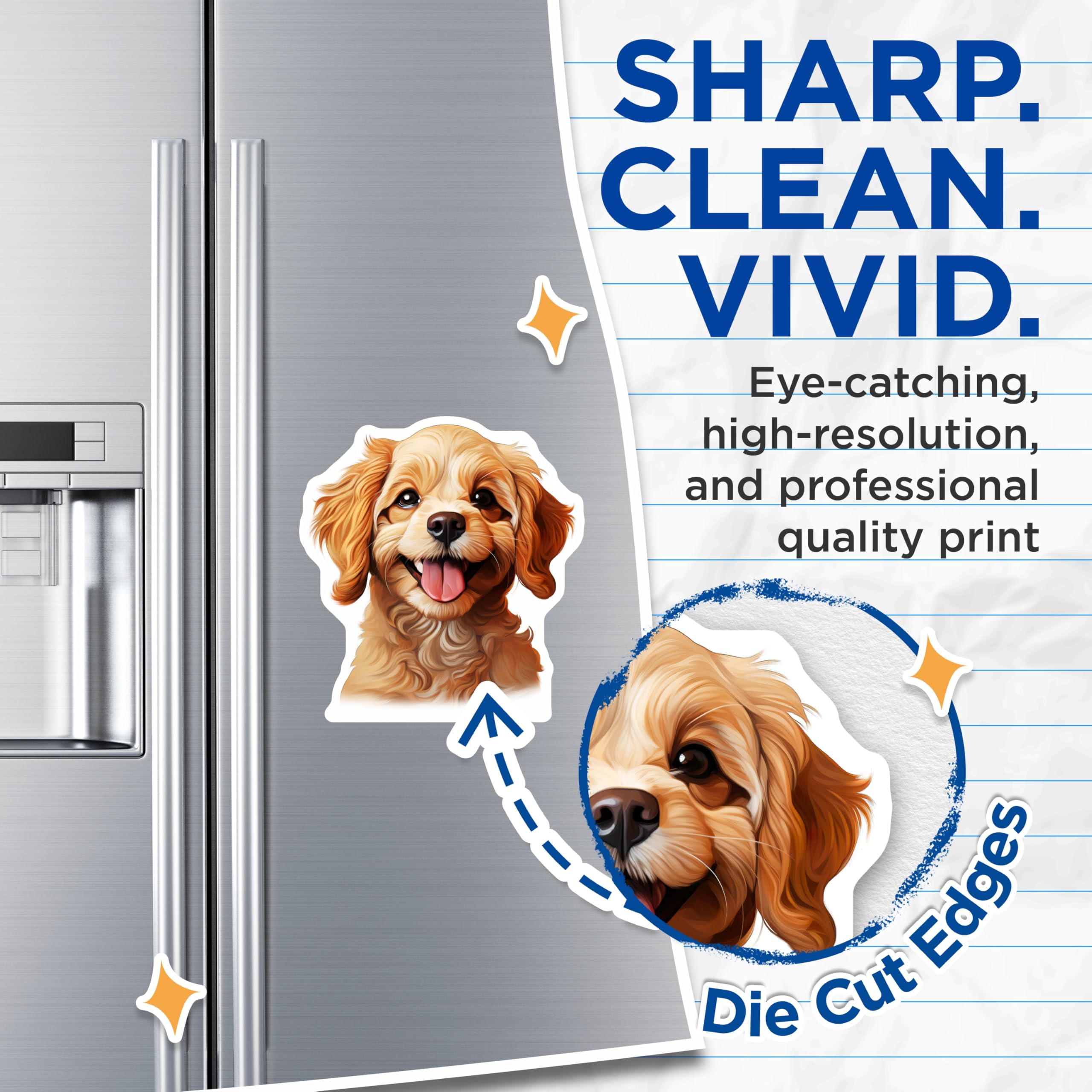 (2 Pack) Golden Retriever Puppy Magnets - Cute Dog Lover - Pet Parent Decor - 5 Inches On Longest Side - Thick Durable Magnet - Made in USA - MAG27888