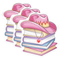 (3 Pack) Pink Cowboy Hat Decals - Stack of Books Stickers - Laptop Decal - 3 Inches On Longest Side - Easy Peel & Apply - Made in USA - 3MCS8213