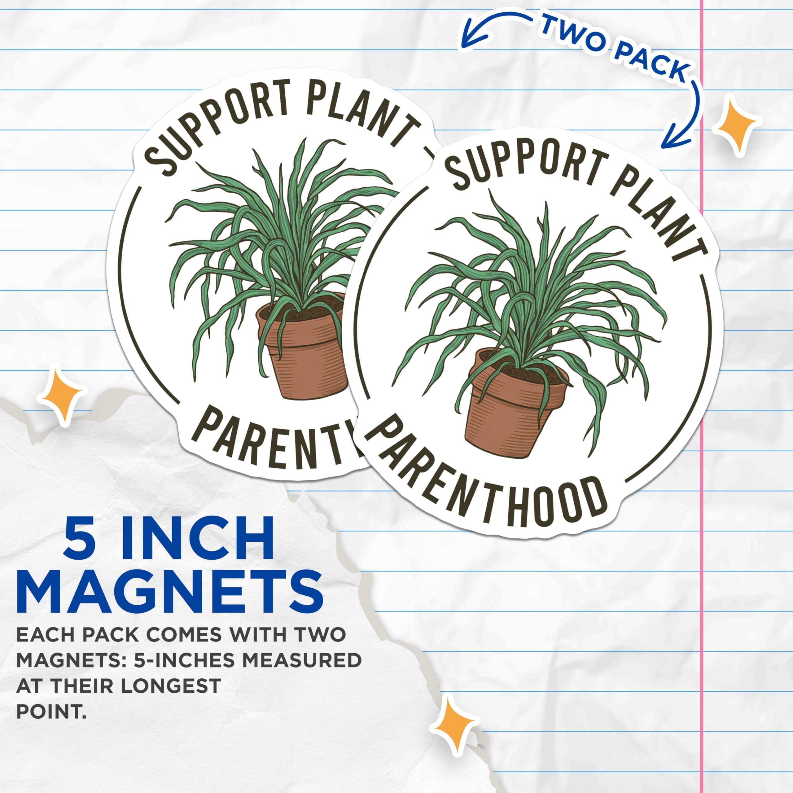 (2 Pack) Support Plant Parenthood Magnets - Houseplant Lover Decor - Funny Plant Mom Accessories - 5 Inches On Longest Side - Thick Durable Magnet - Made in USA - MAG19204