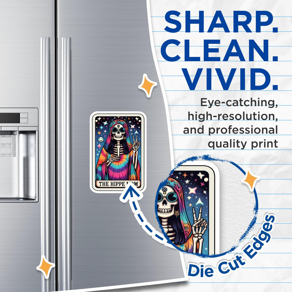 (2 Pack) Hippie Mom Skeleton Magnets - Boho Tie Dye Fridge Decor - Funny Mom Accessories - 5 Inches On Longest Side - Thick Durable Magnet - Made in USA - MAG28612