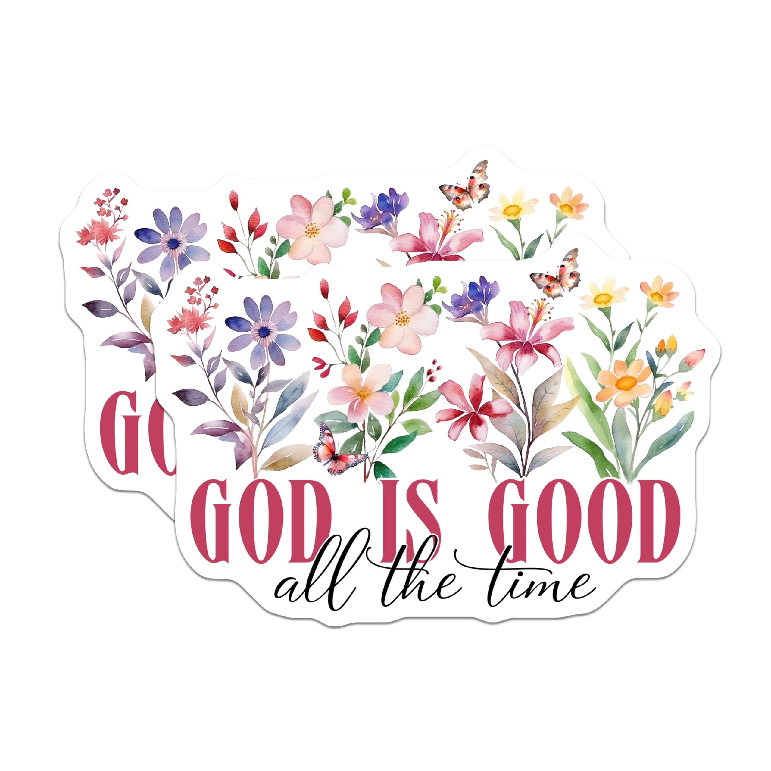 (2 Pack) God is Good All The Time Stickers - 5" On Longest Side - Sticks to Smooth Flat Surfaces - Made in USA - BMCS8573 - BMCS8573