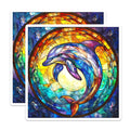 (2 Pack) Stained Glass Dolphin Magnets - Ocean Lover Decor - Coastal Kitchen Accessory - 5 Inches On Longest Side - Thick Durable Magnet - Made in USA - MAG28084