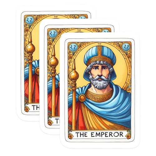 (3 Pack) Emperor Tarot Card Decals - Occult Stickers - Fortune Telling Decals - 3 Inches On Longest Side - Easy Peel & Apply - Made in USA - 3MCS1128