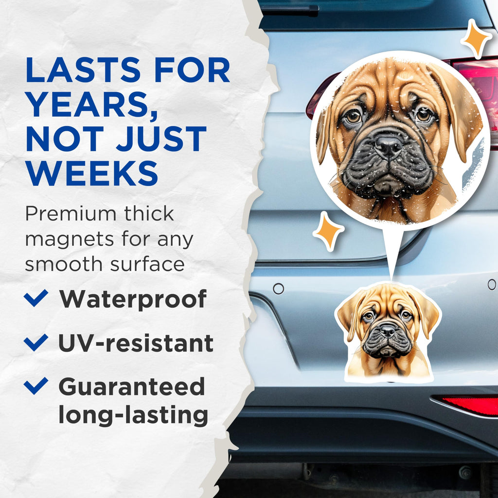 (2 Pack) Bullmastiff Puppy Magnets - Cute Dog Decor - Pet Lover Accessory - Fridge Locker Magnet - 5 Inches On Longest Side - Thick Durable Magnet - Made in USA - MAG24896