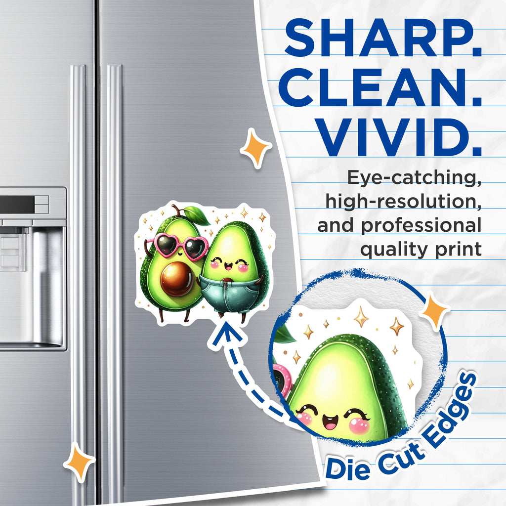 (2 Pack) Cute Avocado Magnets - Kawaii Food Decor - Fridge Accessory for Couples - 5 Inches On Longest Side - Thick Durable Magnet - Made in USA - MAG39362