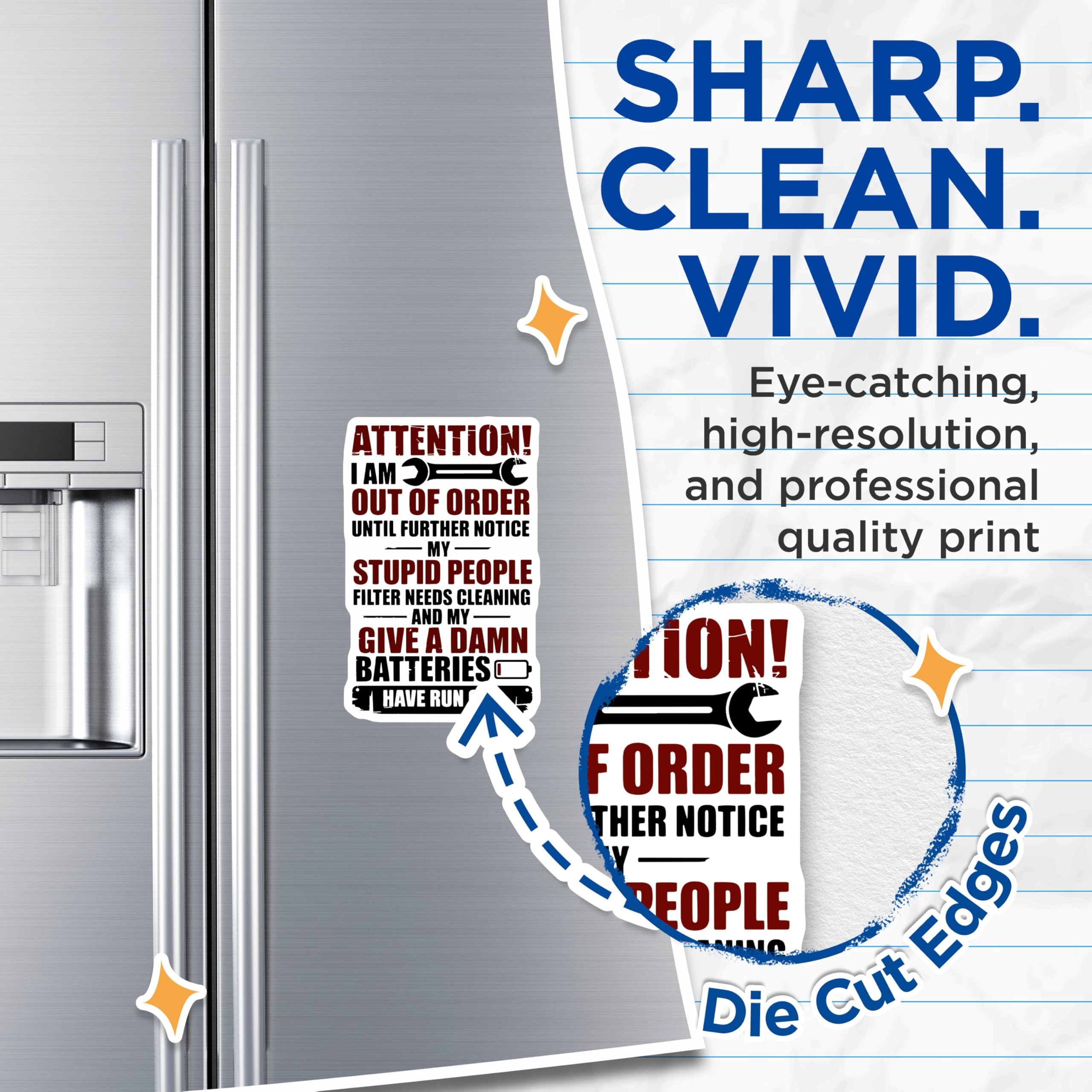 (2 Pack) Out of Order Magnets - Sarcastic Attention Magnet - Funny Workplace Decor - 5" On Longest Side - Premium Magnet - for Cars, Refrigerators, Toolboxes, Lockers - Made in USA - MAG15394