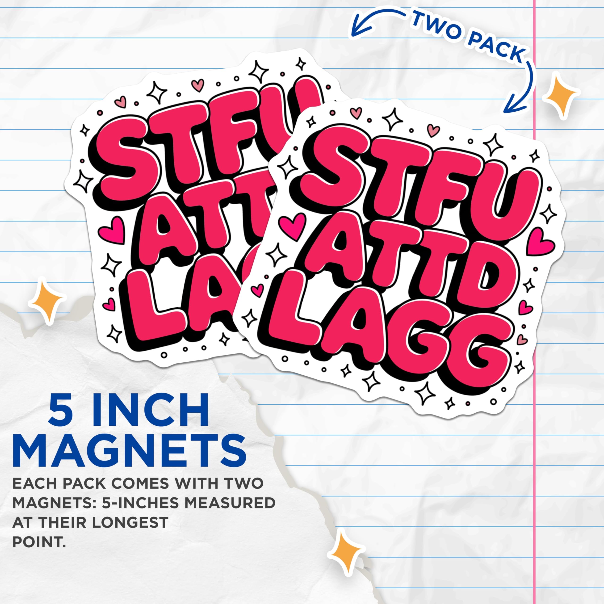 (2 Pack) Sassy Funny Magnets - Attitude Desk Decor - Y2K Meme Locker Magnets for Friend - 5 Inches On Longest Side - Thick Durable Magnet - Made in USA - MAG27658