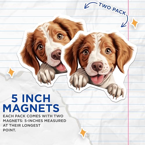 (2 Pack) Adorable Pet Decor Magnet - Animal Lovers Gift - Dog Lovers Accessories - 5" On Longest Side - Sticks to Smooth Flat Surfaces - Made in USA - MAG9889