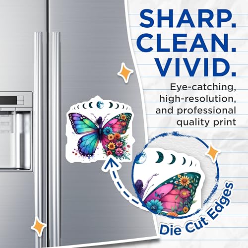 (2 Pack) Nature Inspired Magnet - Floral Butterfly Design - 5" On Longest Side - Sticks to Smooth Flat Surfaces - Made in USA - MAG9730