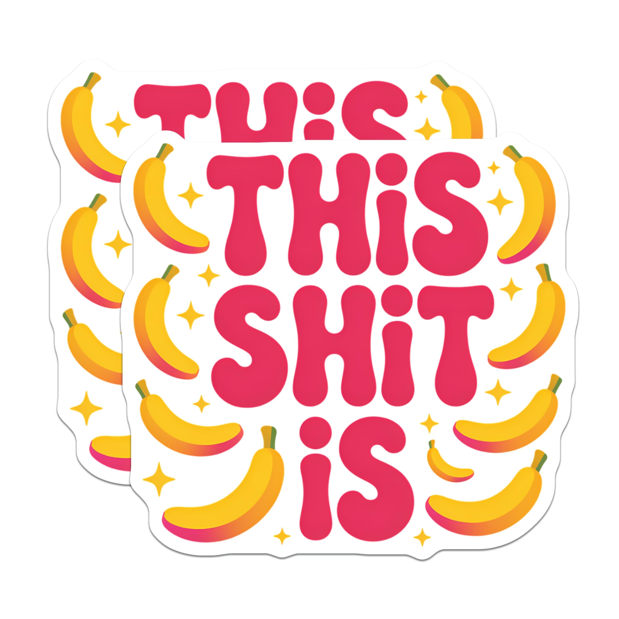 (2 Pack) This Shit is Magnets - Humorous Bubbly Quote Decor - Sarcastic Banana Fridge Locker Accessory - 5 Inches On Longest Side - Thick Durable Magnet - Made in USA - MAG21450