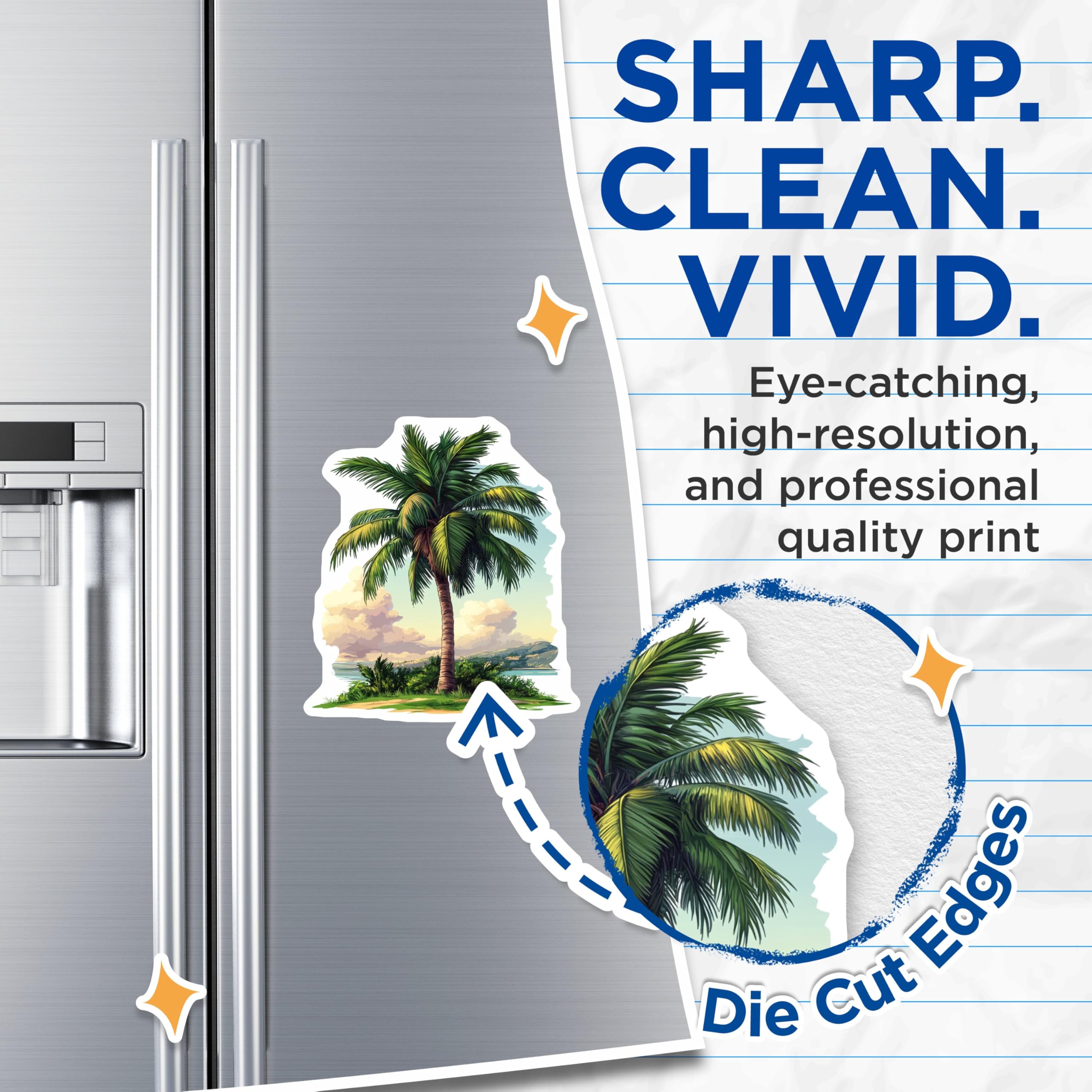 (2 Pack) Palm Tree Magnets - Tropical Beach Decor - Coastal Home Accent - 5 Inches On Longest Side - Thick Durable Magnet - Made in USA - MAG27469
