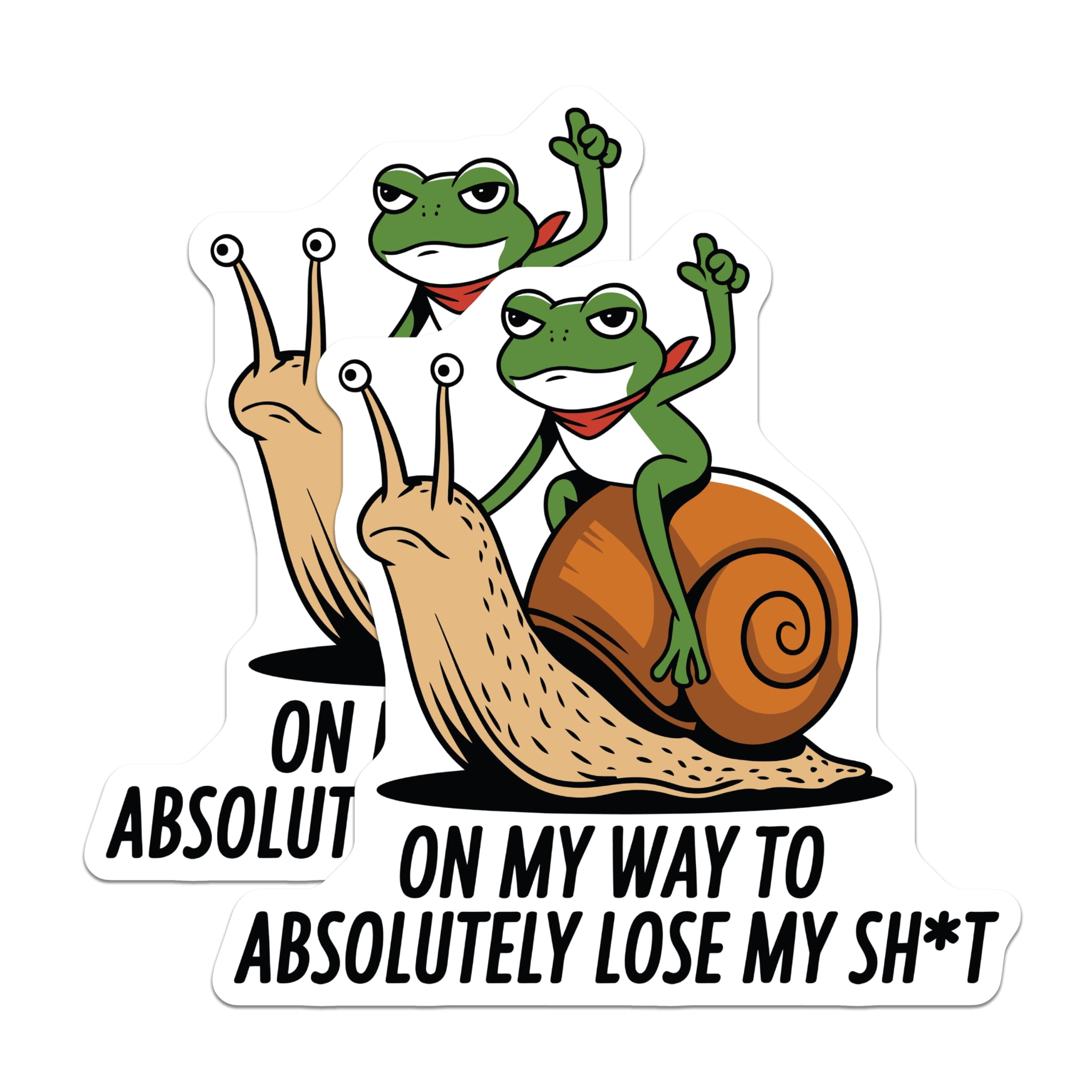 (2 Pack) Frog Snail Stickers - Funny Quote Stickers - Losing It Stickers- 5" On Longest Side - Sticks to Smooth Flat Surfaces - Made in USA - BMCS16846