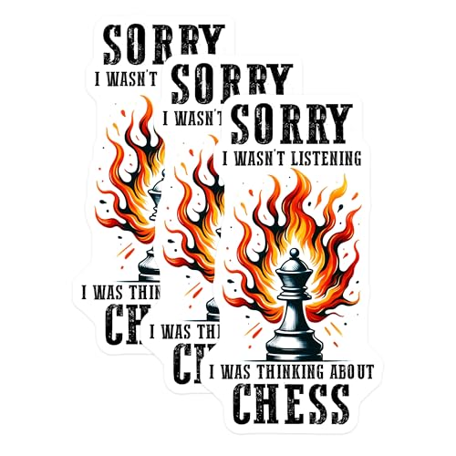 (3 Pack) Chess Decals - Funny Chess Player - Chess Lover - Laptop Decal - 3 Inches On Longest Side - Easy Peel & Apply - Made in USA - 3MCS1975