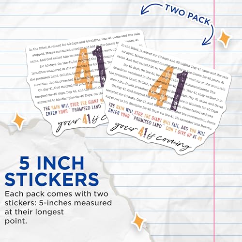 (2 Pack) Your 41 is Coming Stickers - Bible Verse Stickers - Inspirational Christian Stickers - 5" On Longest Side - Sticks to Smooth Flat Surfaces - Made in USA - BMCS7137